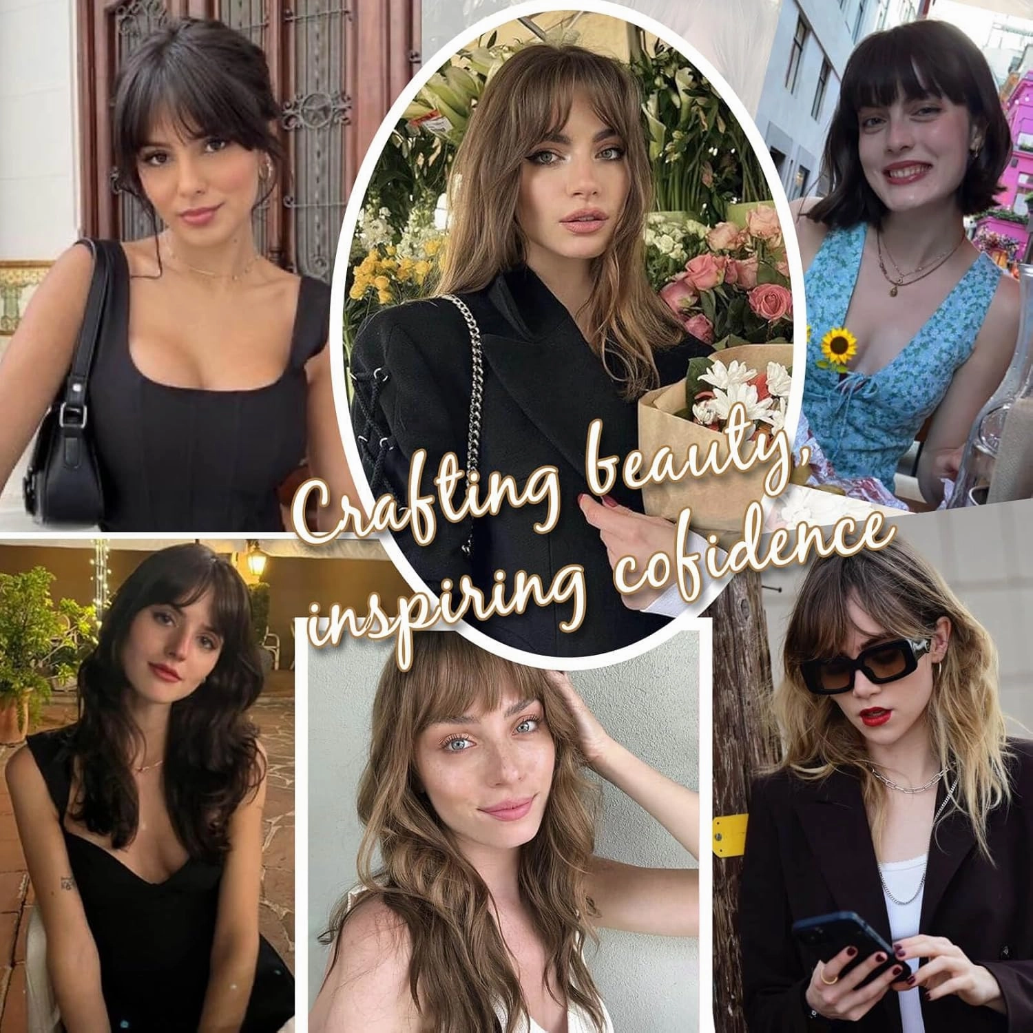 Clip in Bangs, 360° Cover Bangs Hair Clip 16 inch Brown Fake Bangs Hair Clip in Hair Extensions, Clip on Bangs for Women Clip in Hairpieces for Daily Wear