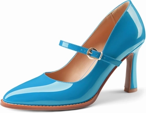 Closed Toe Heels for Women Stylish Mary Jane Pointed Toe 3.5 inch Stiletto Heel Pumps Spring Summer Office Wedding Party Dress Shoes