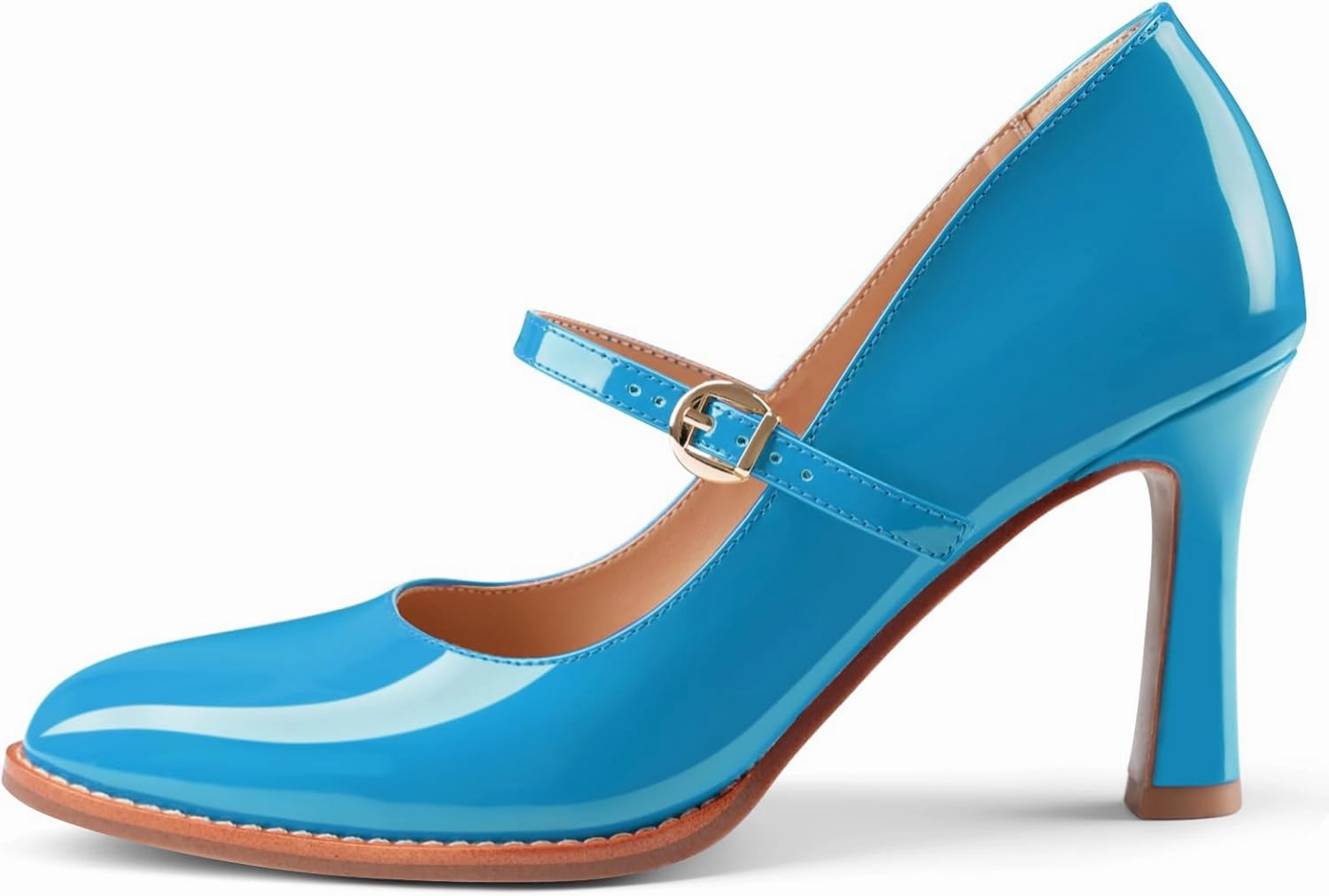 Closed Toe Heels for Women Stylish Mary Jane Pointed Toe 3.5 inch Stiletto Heel Pumps Spring Summer Office Wedding Party Dress Shoes