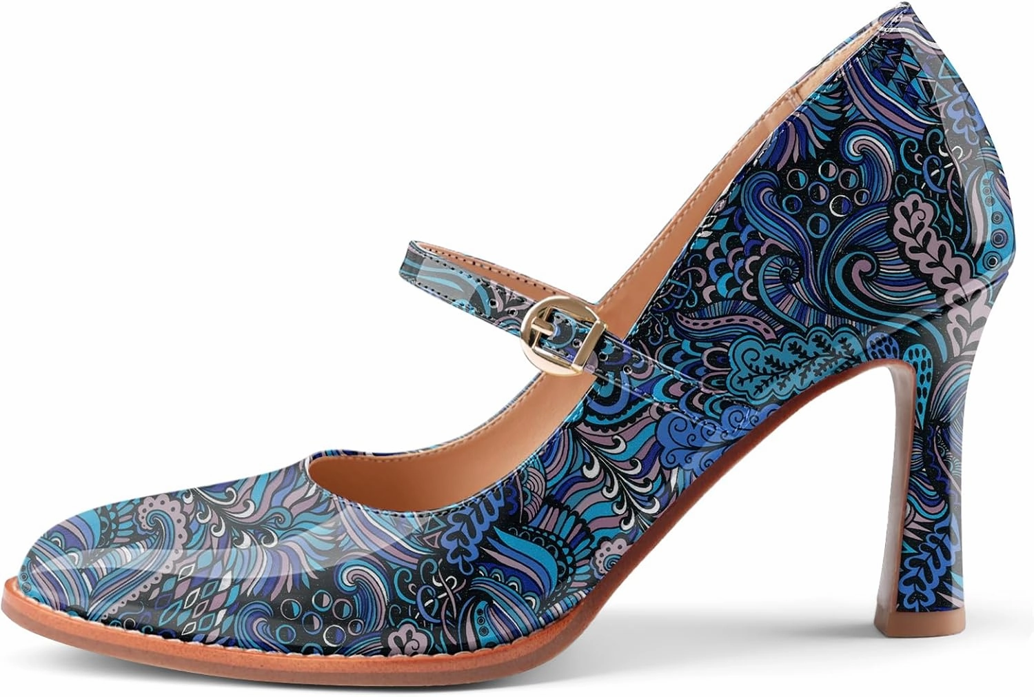 Closed Toe Heels for Women Stylish Mary Jane Pointed Toe 3.5 inch Stiletto Heel Pumps Spring Summer Office Wedding Party Dress Shoes