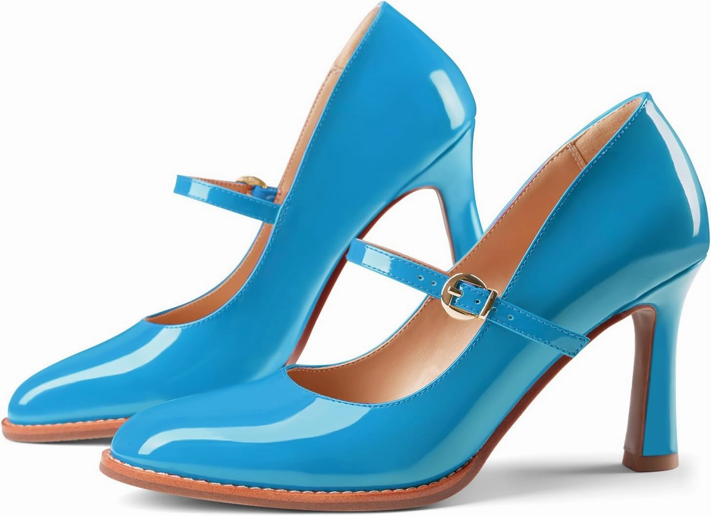Closed Toe Heels for Women Stylish Mary Jane Pointed Toe 3.5 inch Stiletto Heel Pumps Spring Summer Office Wedding Party Dress Shoes