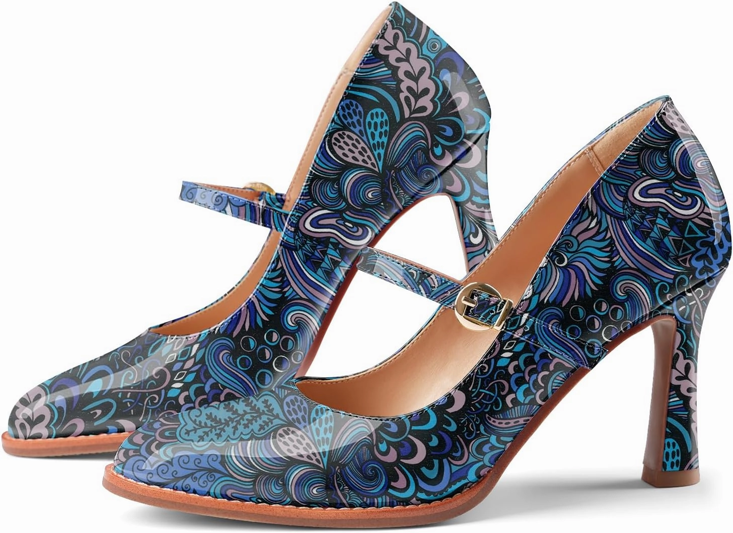 Closed Toe Heels for Women Stylish Mary Jane Pointed Toe 3.5 inch Stiletto Heel Pumps Spring Summer Office Wedding Party Dress Shoes