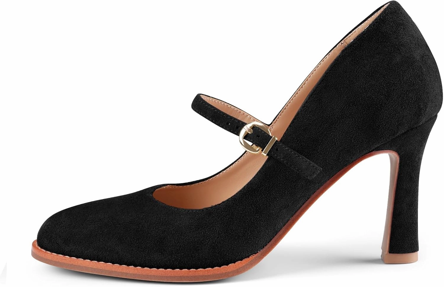 Closed Toe Heels for Women Stylish Mary Jane Pointed Toe 3.5 inch Stiletto Heel Pumps Spring Summer Office Wedding Party Dress Shoes