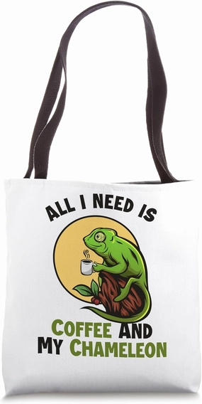 Coffee and my Chameleon Veiled Panther Lover Chameleon Tote Bag