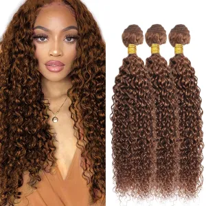 Color #30 Bundles Light Brown Kinky Curly Bundle 28 30 32 Inch Brazilian Virgin Hair 3 Bundles Brown Curly Bundle Hair Extensions
