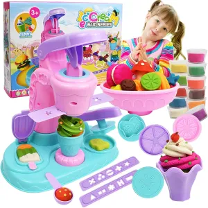 Color Dough for Kids Play Toys, Noetoy 26 PCS Ice Cream Maker Machine Color Dough Set with 12 Cans Dough for 3 4 5 6 7 8 Year Old Girls Boys Kids and Toddlers (Purple)