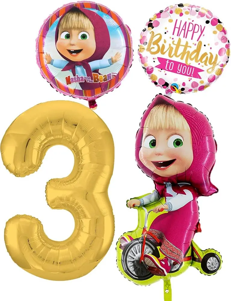 Colorful Balloons Set for Birthday 3 Years Masha and the Bear Masha y el Oso