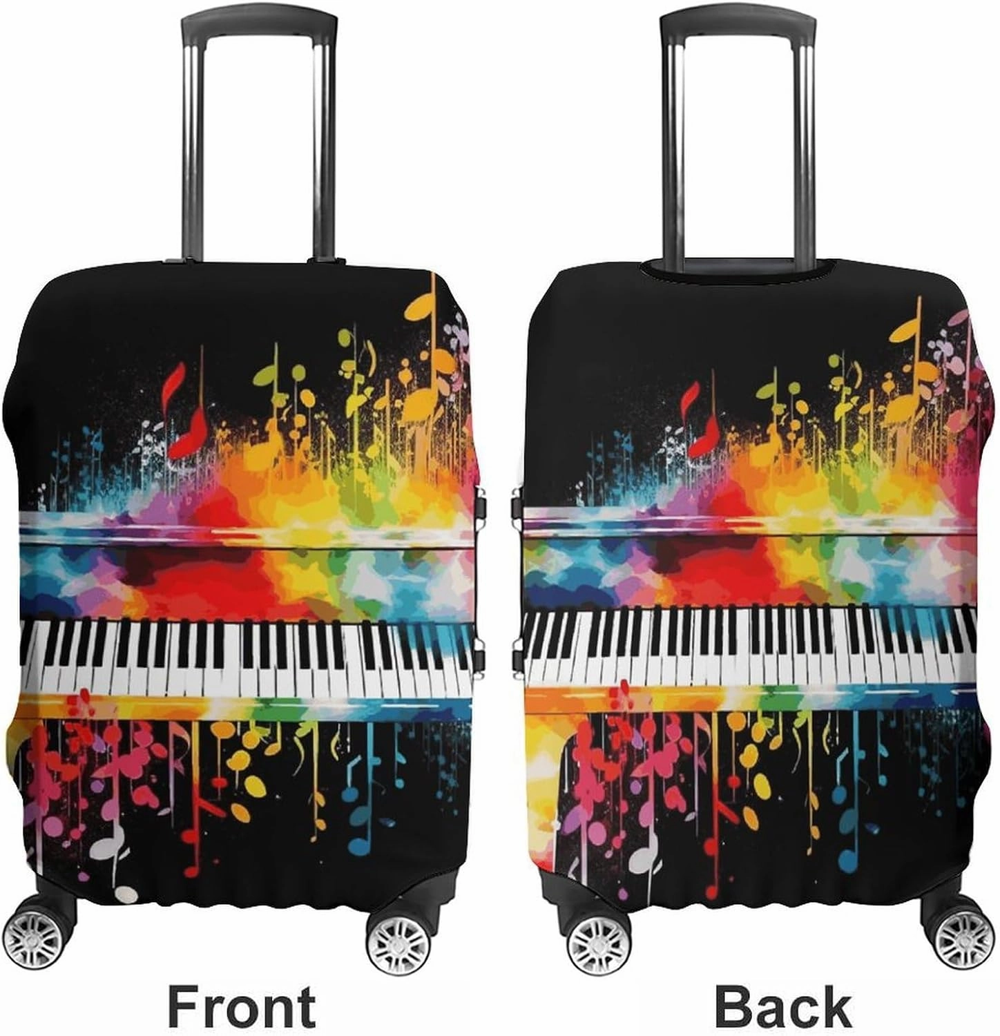 Colorful Piano Keyboard Music Note Luggage Cover Simple And Generous Suitcase Dust Cover Washable, Scratch Resistant for 19-32 Inch Suitcase M