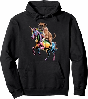 Colorful Unicorn Rider Bulldog Pullover Hoodie