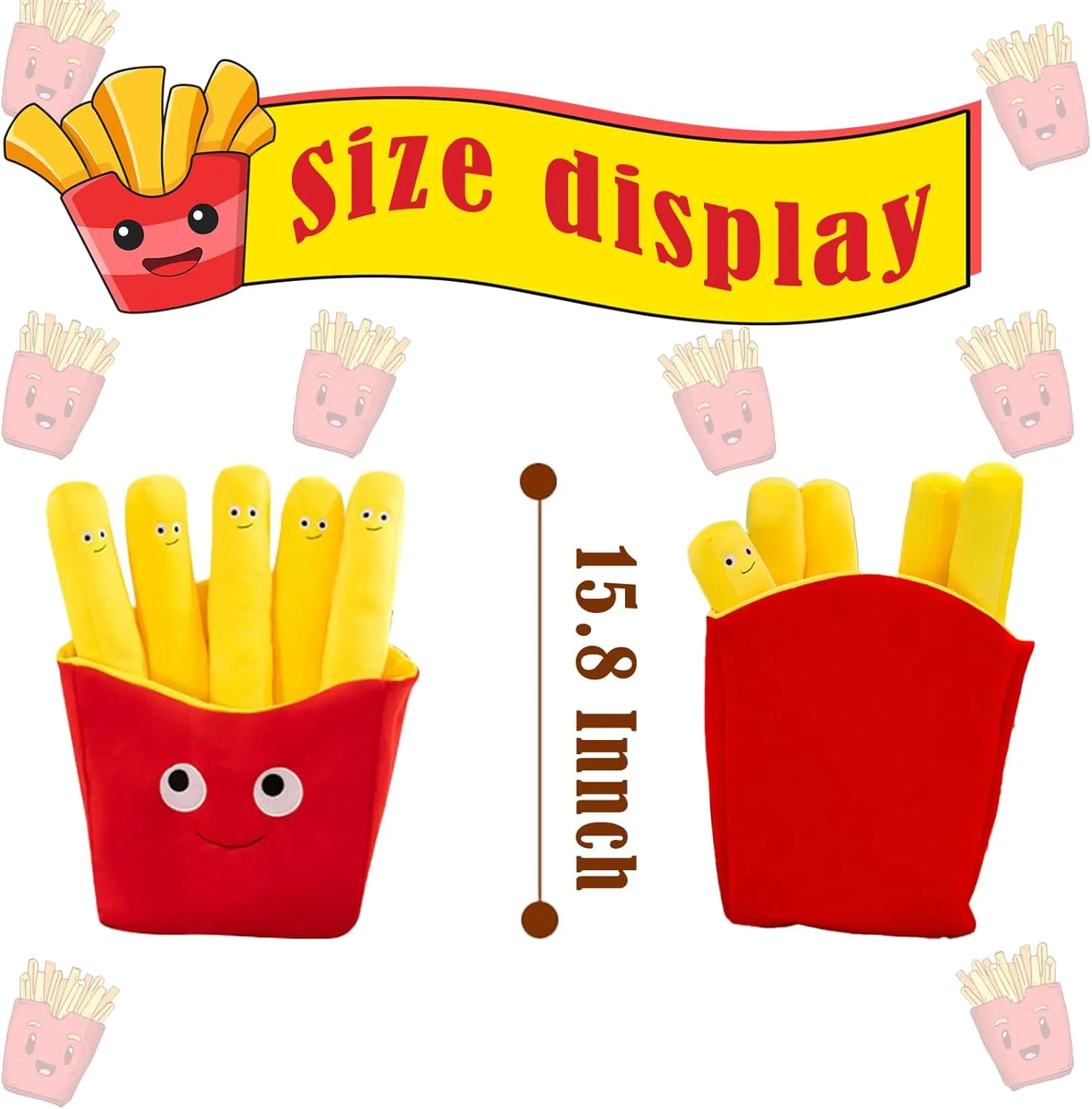 Comfy Food Pillows Toy Plush, Soft, Cuddly, and Irresistible Pefect Toys Gift for Kids and Friends (French Fries, inch, 15.8)