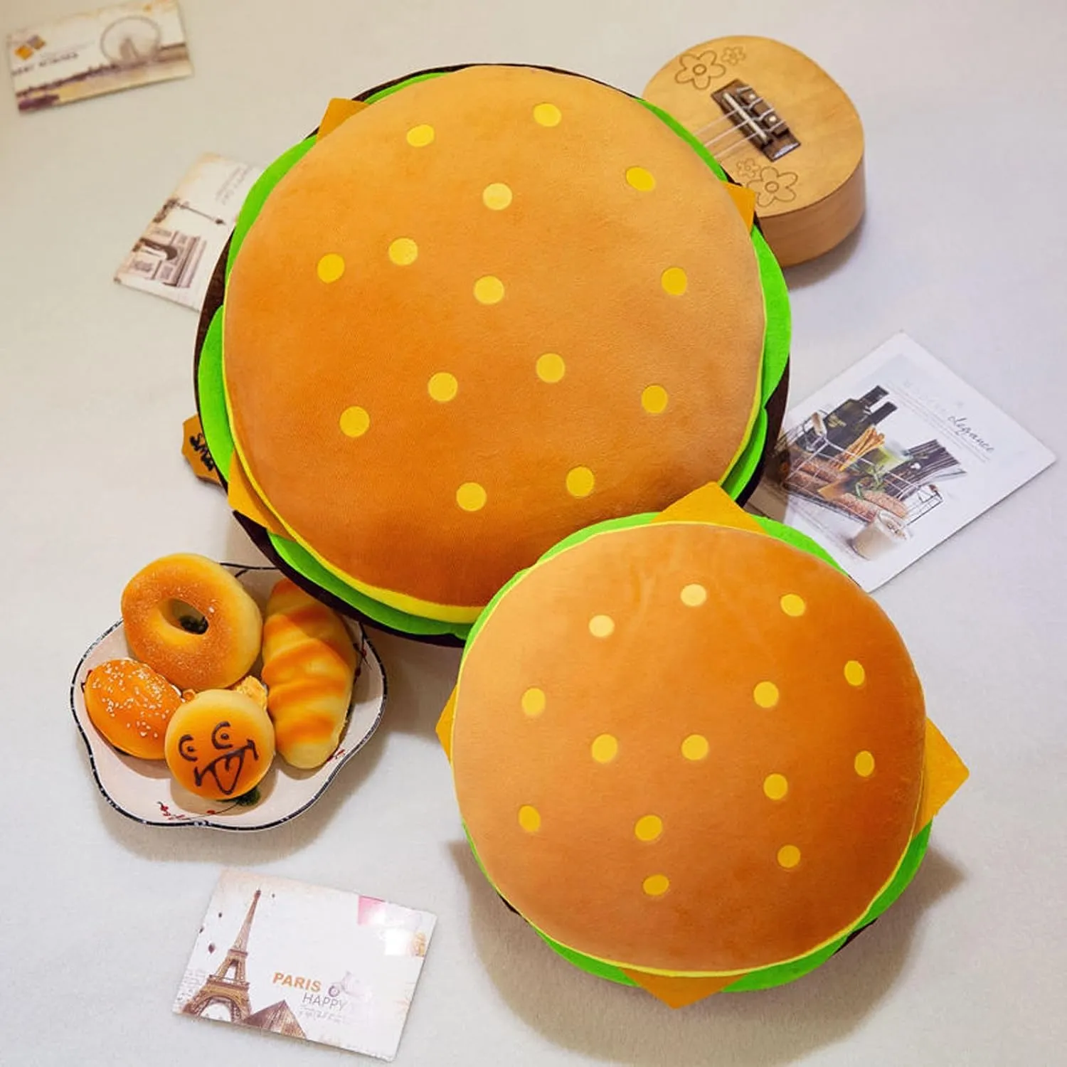 Comfy Food Pillows Toy Plush, Soft, Cuddly, and Irresistible Pefect Toys Gift for Kids and Friends (Hamburg, inch, 15.8)