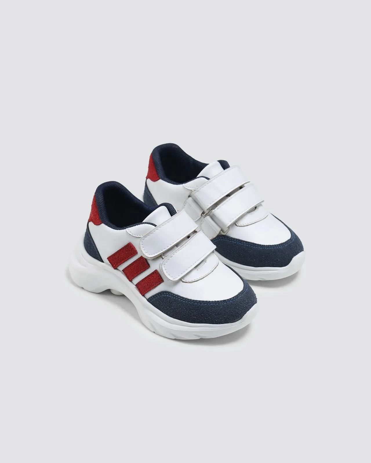 Comfy White & Navy Blue Sneakers – Boys