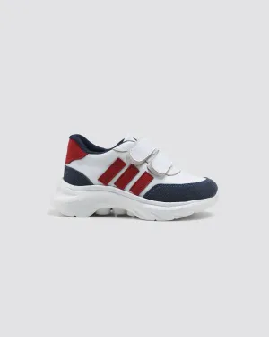 Comfy White & Navy Blue Sneakers – Boys