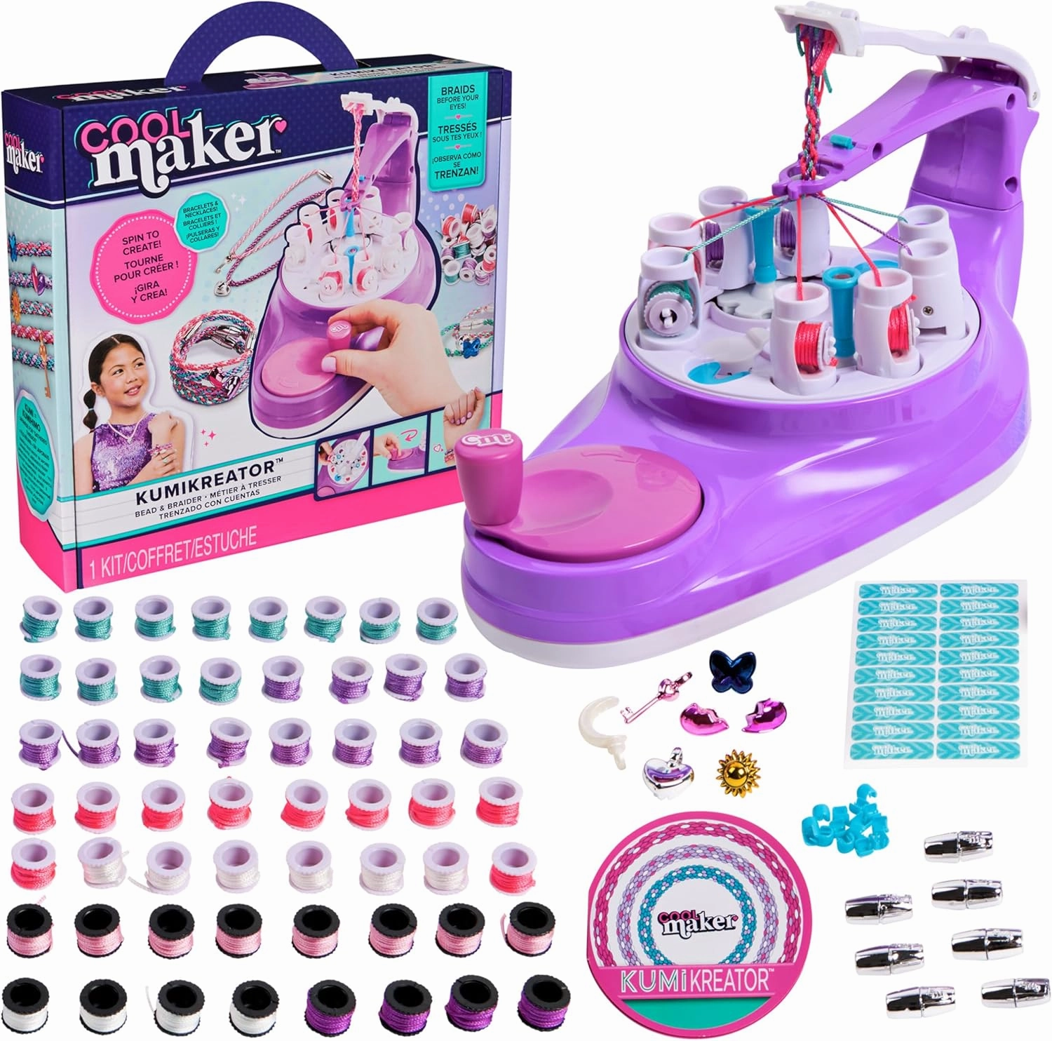 Cool Maker, KumiKreator Bead & Braider Friendship Necklace & Bracelet Making Kit (Packaging May Vary), Arts and Crafts Kids Toys for Ages 8 and up