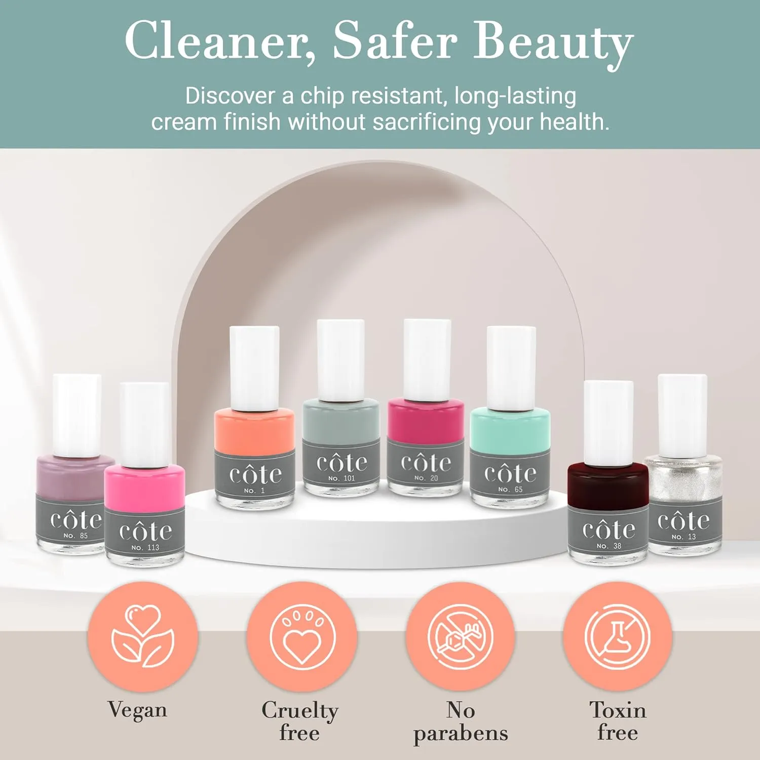 Cote Nail Polish - Quick Dry Vegan 0.4 Fluid Oz Regular Cruelty Free Non Toxic & Safe Chip Resistant Full Coverage (No. 110 Molten Metal)