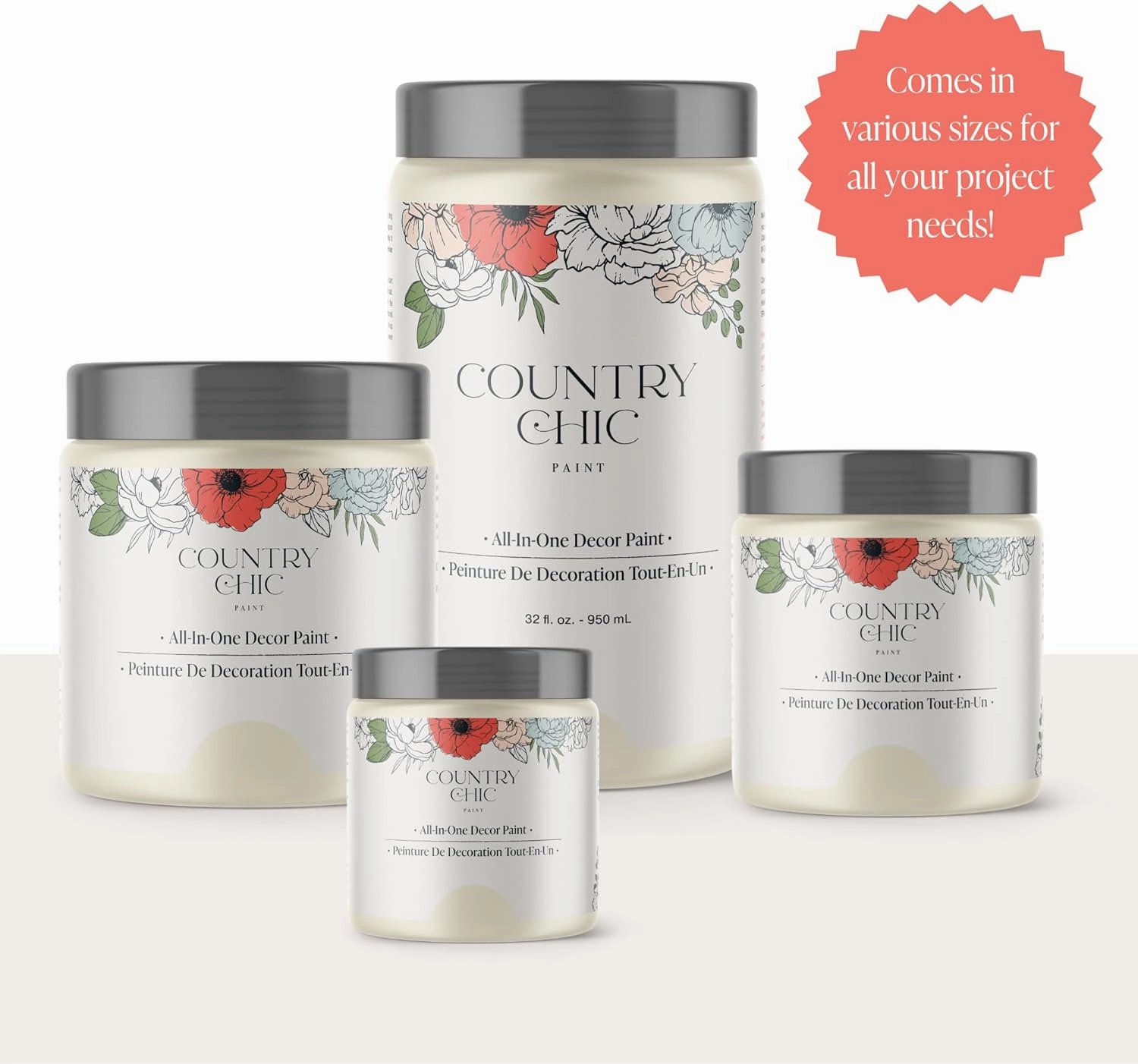 Country Chic All-in-One Chalk Paint for Furniture, Cabinets, Home Decor, Eco-Friendly, Matte Finish, Built-In Primer & Top Coat for Wood, Metal - Hollow Hill (Dark Green) - Pint 16 oz (475 ml)