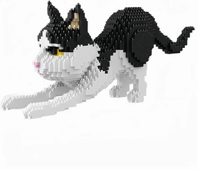 Cow Cat Model Micro Mini Building Block Toys Sets: Enjoy Layered Black-and-White Patterns with The Dynamic Running Pose