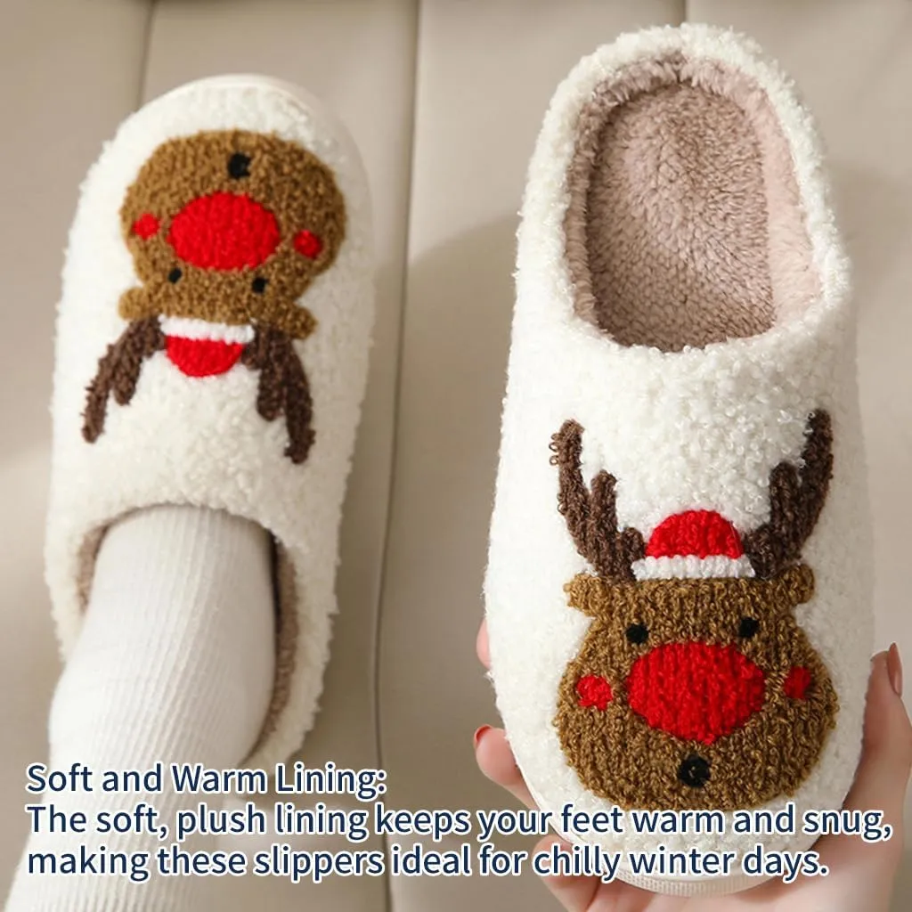 Cozy Furry Slippers for Women & Men, Bear Paw, Cat, Halloween, Christmas Designs, Warm Indoor Non-Slip Winter House Shoes