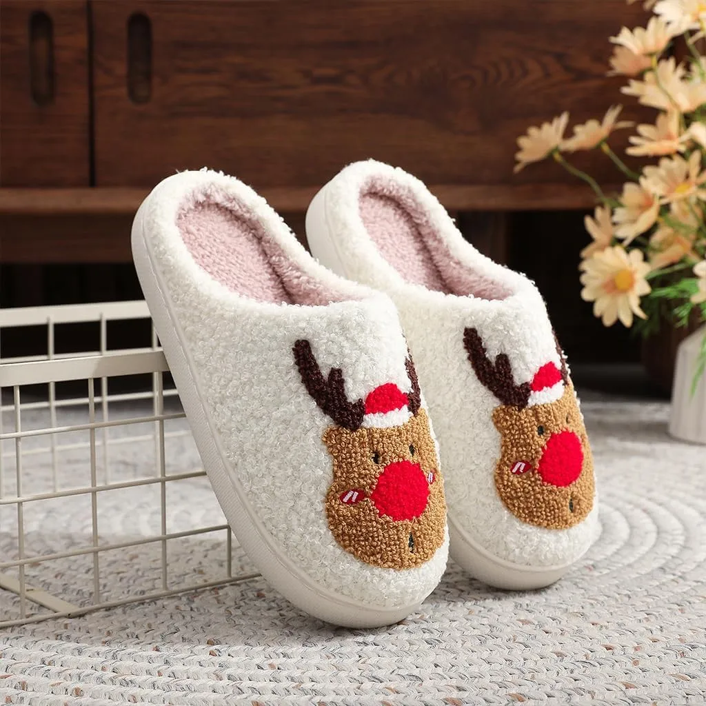 Cozy Furry Slippers for Women & Men, Bear Paw, Cat, Halloween, Christmas Designs, Warm Indoor Non-Slip Winter House Shoes