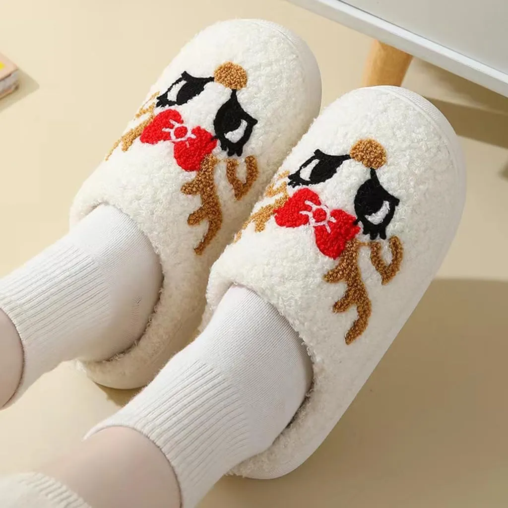 Cozy Furry Slippers for Women & Men, Bear Paw, Cat, Halloween, Christmas Designs, Warm Indoor Non-Slip Winter House Shoes