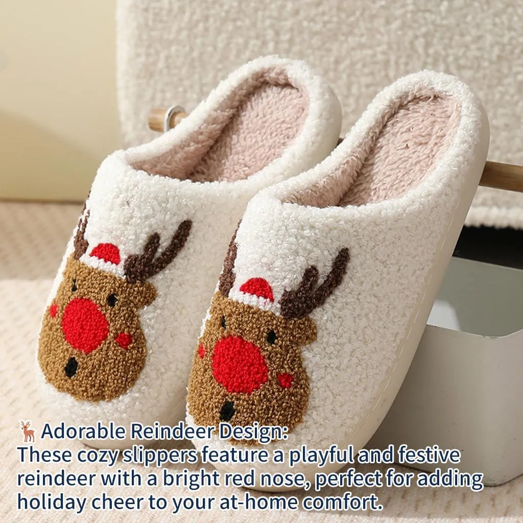 Cozy Furry Slippers for Women & Men, Bear Paw, Cat, Halloween, Christmas Designs, Warm Indoor Non-Slip Winter House Shoes
