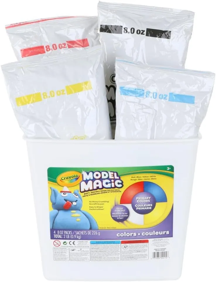 Crayola Model Magic (2lb Bucket), Modeling Clay Alternative, Primary Colors, Air Dry Clay for Kids, Classrooms Supplies, 3 