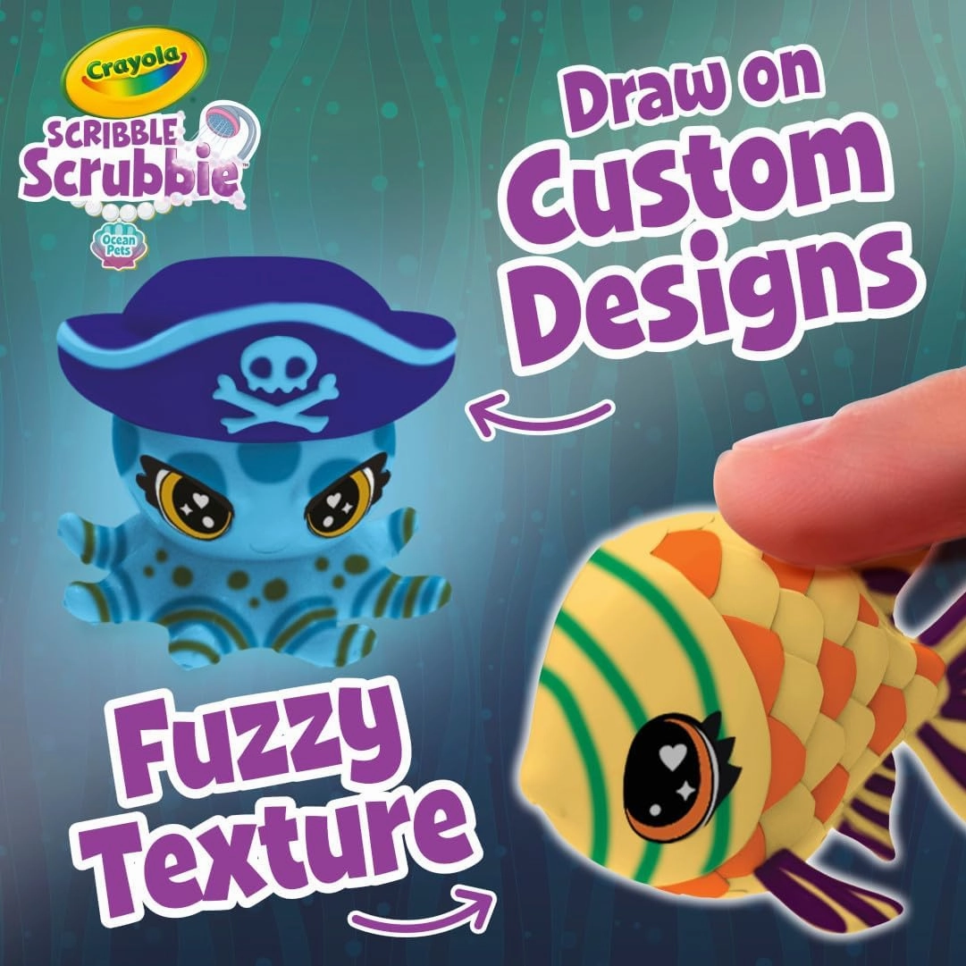 Crayola Scribble Scrubbie Glow Lagoon Pets, Sea Animal Toys, Gifts for for Boys & Girls, 3 