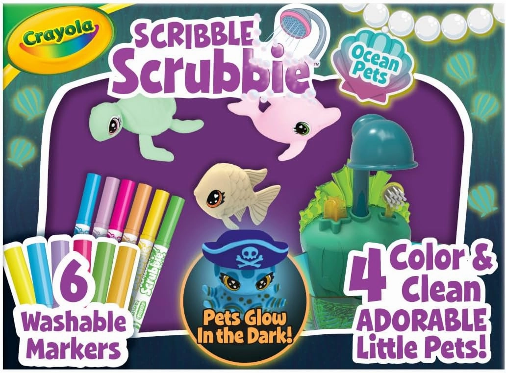 Crayola Scribble Scrubbie Glow Lagoon Pets, Sea Animal Toys, Gifts for for Boys & Girls, 3 