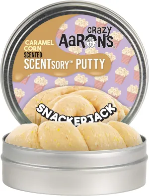 Crazy Aaron's SCENTsory Scented Thinking Putty, Snackerjack, 2.75" Tin - Carmel Corn Scented Yellow Putty Toy - Stretch, Play and Create - Soft, Fluffy Texture Never Dries Out
