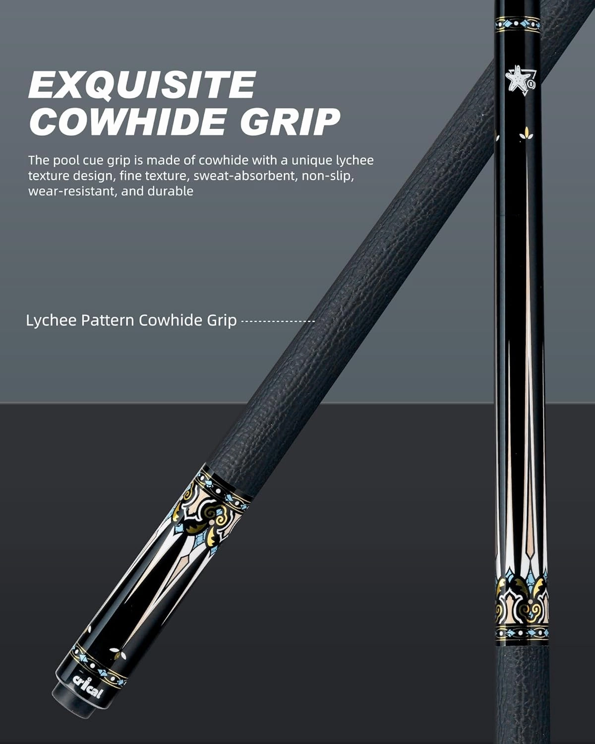 CRICAL Carbon Fiber Pool Cue Stick CXD Series Professional Pool Sticks for Adults Low Deflection Pool Cue Billiard Cues with 12.5mm Tip (Precise, Easy to Control, Pro Taper)