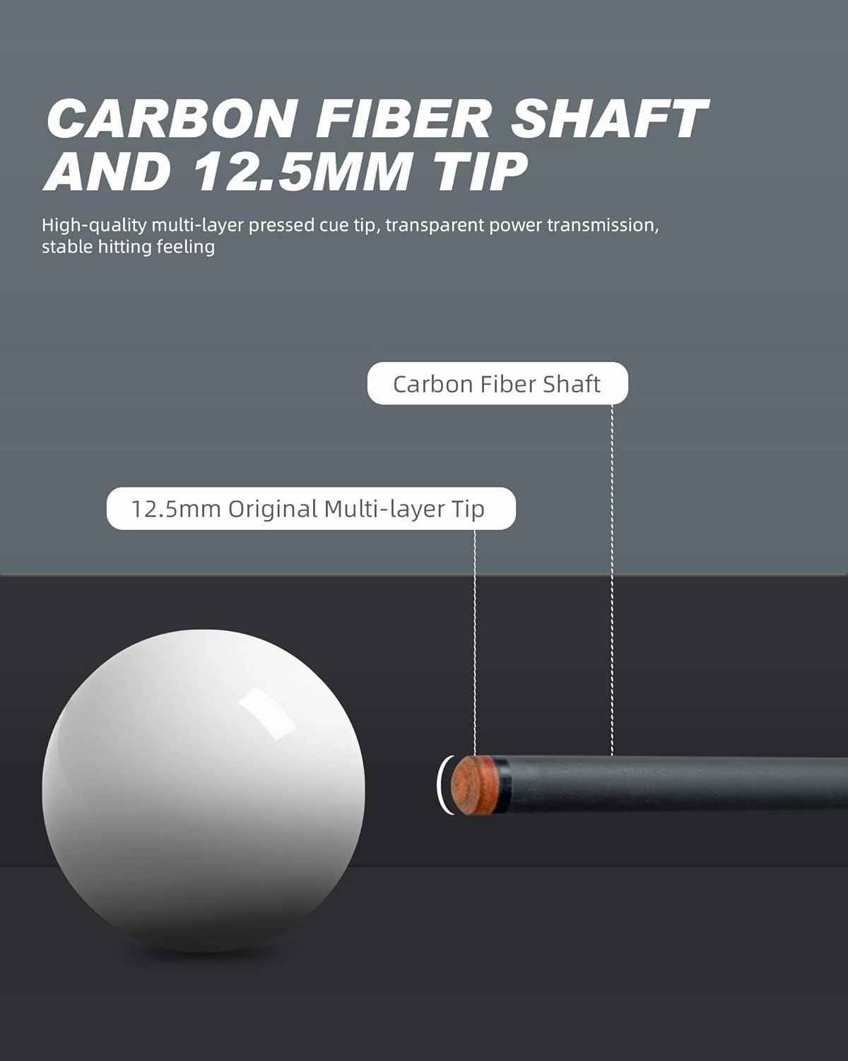 CRICAL Carbon Fiber Pool Cue Stick CXD Series Professional Pool Sticks for Adults Low Deflection Pool Cue Billiard Cues with 12.5mm Tip (Precise, Easy to Control, Pro Taper)