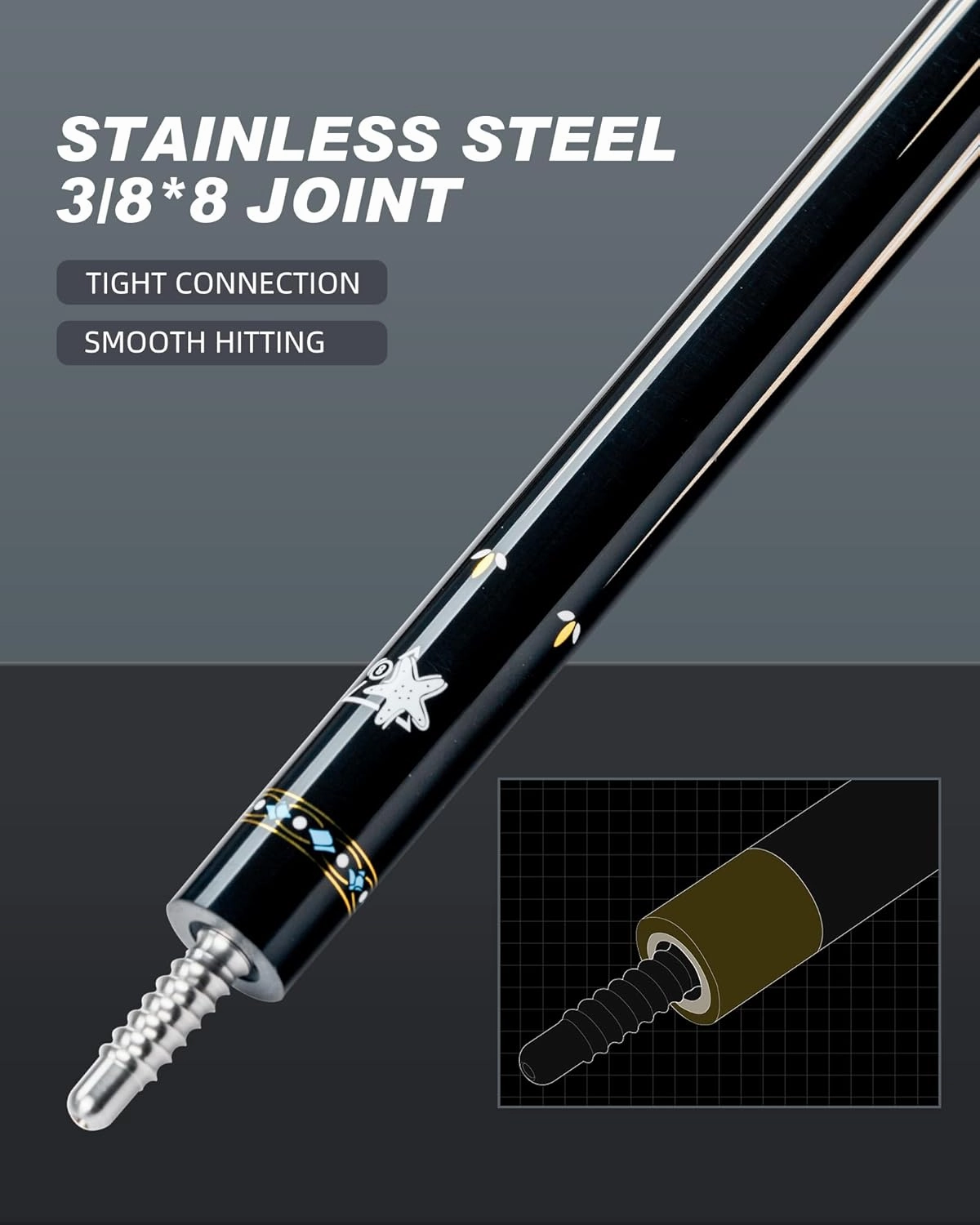 CRICAL Carbon Fiber Pool Cue Stick CXD Series Professional Pool Sticks for Adults Low Deflection Pool Cue Billiard Cues with 12.5mm Tip (Precise, Easy to Control, Pro Taper)