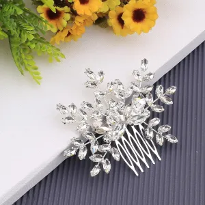Crystal Hair Comb with Diamond Drop Rhinestone - Silver Snowflake Bridal Hair Pieces Comb for Wedding, Henna Party and Costumes