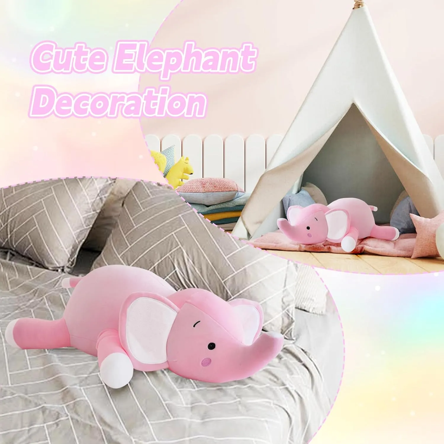 CSVBTRF Weighted Stuffed Animal, 4.2 lbs 23" Elephant Plush Hugging Pillow for Kids Gift - Elephant Stuffed Animals