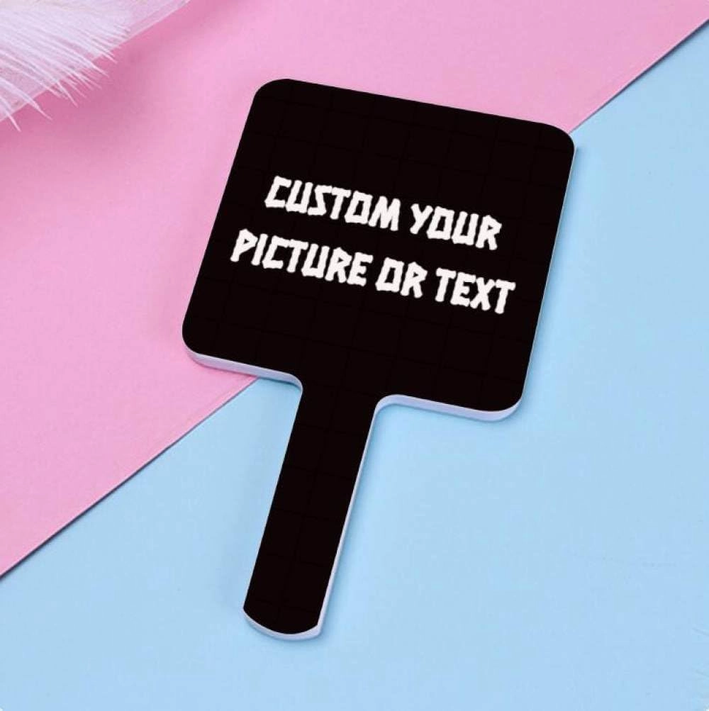Custom Handheld Makeup Mirrors with Your Image/Text - Hand Held Mirror with Handle for Makeup, Single-Sided Portable Travel Vanity Mirror for Men Women(Square),Custom Design,22 * 12cm