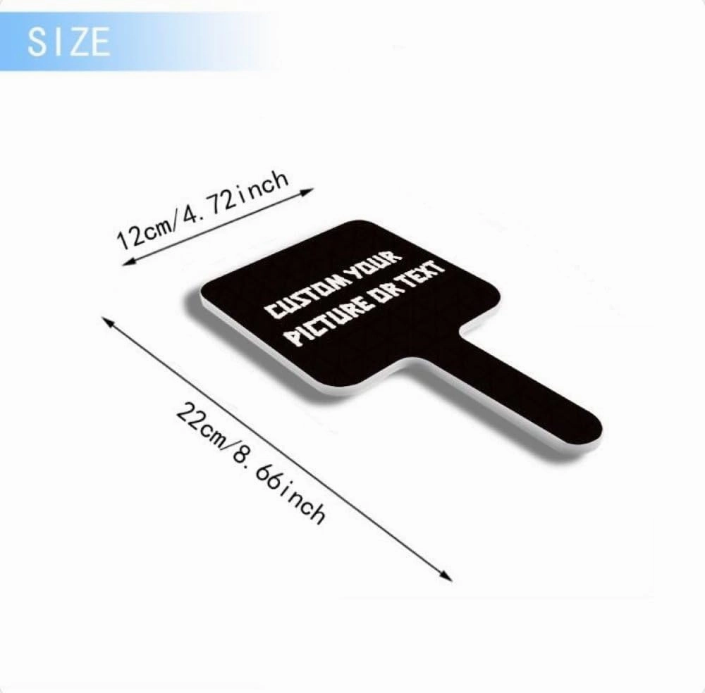 Custom Handheld Makeup Mirrors with Your Image/Text - Hand Held Mirror with Handle for Makeup, Single-Sided Portable Travel Vanity Mirror for Men Women(Square),Custom Design,22 * 12cm