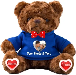 Customized Gifts Stuffed Bear Plush with Personalized Text Photo, Personalized Teddy Bear for Family Friends, Impressive Gifts for Valentines Day Birthday Christmas (8 inch-Text Photo)