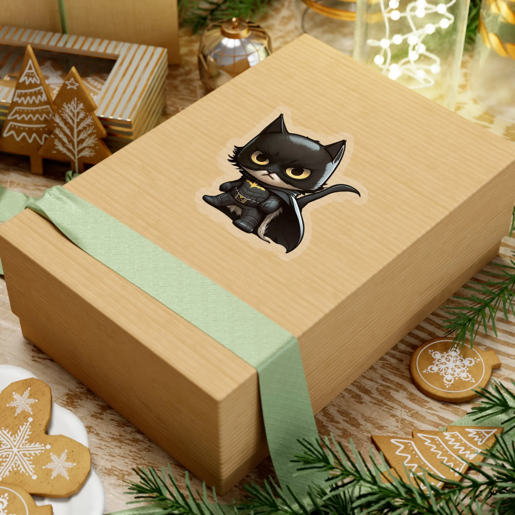 Cute and Fluffy Batcat Kitten Sticker - Ready to Take on the Bad Guys