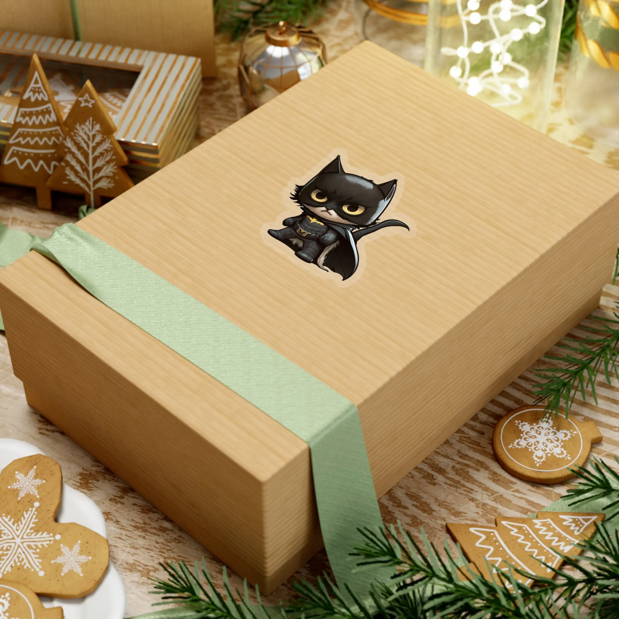 Cute and Fluffy Batcat Kitten Sticker - Ready to Take on the Bad Guys