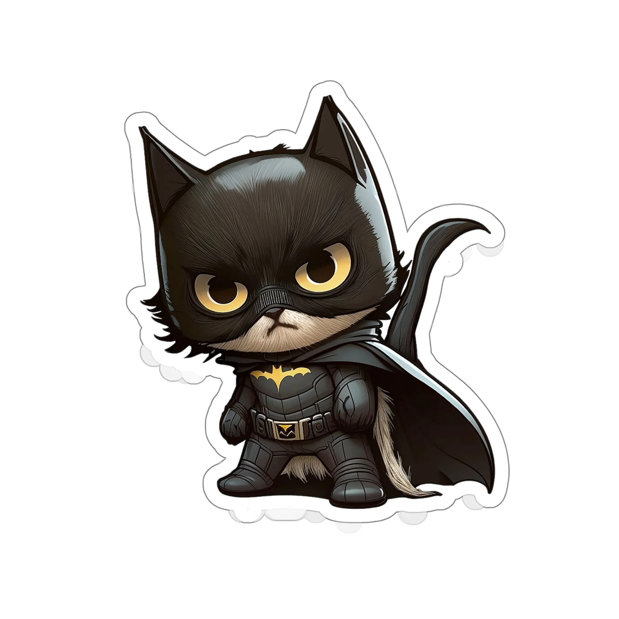 Cute and Fluffy Batcat Kitten Sticker - Ready to Take on the Bad Guys