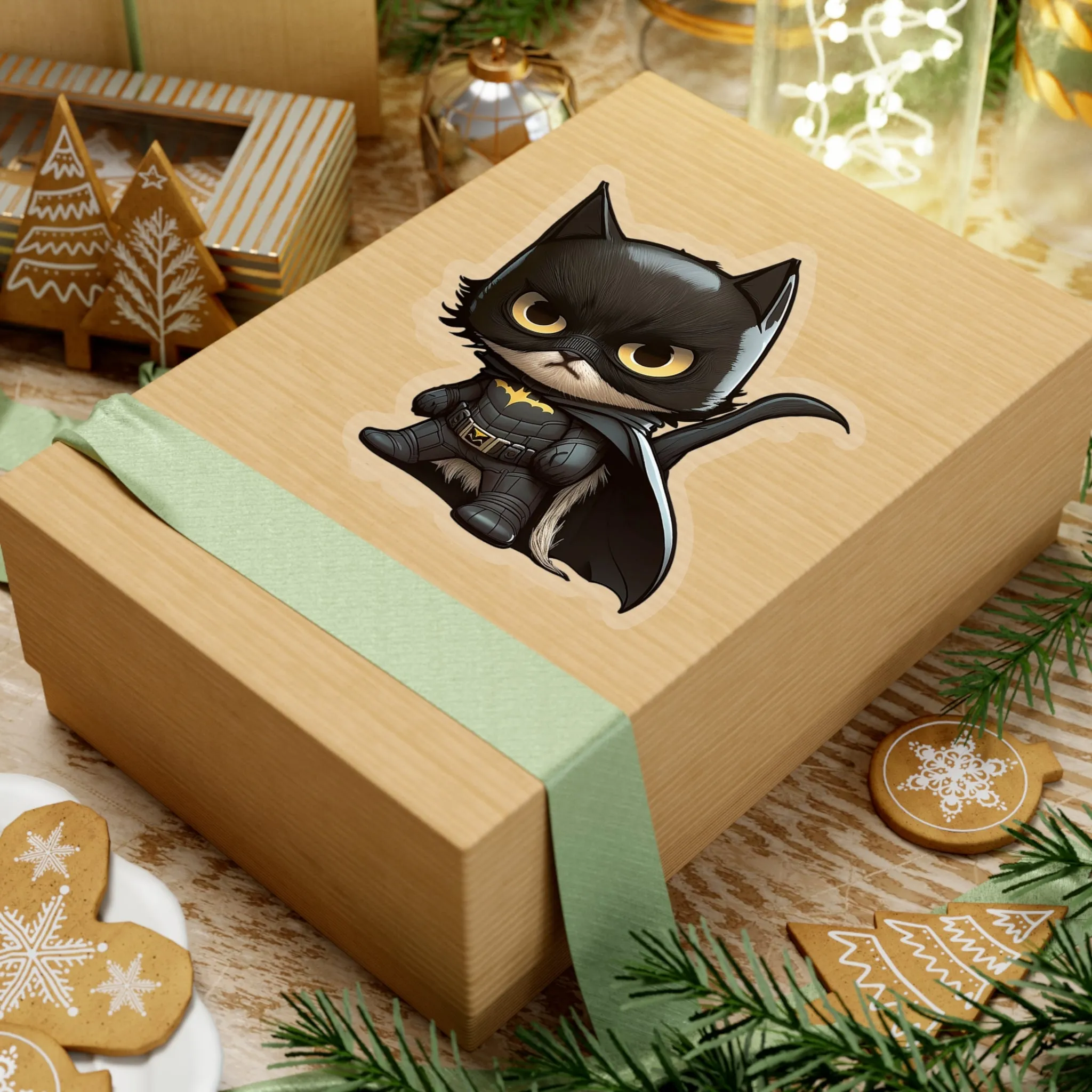 Cute and Fluffy Batcat Kitten Sticker - Ready to Take on the Bad Guys