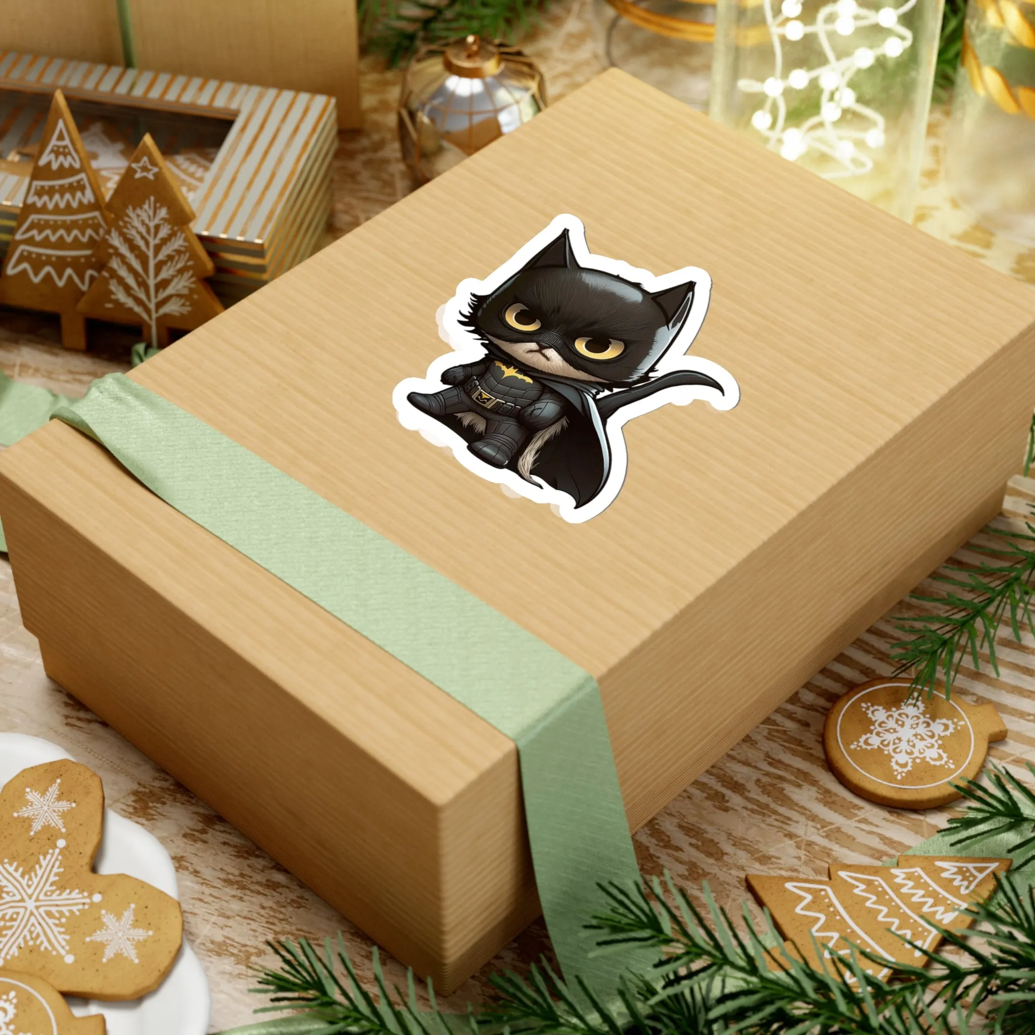 Cute and Fluffy Batcat Kitten Sticker - Ready to Take on the Bad Guys
