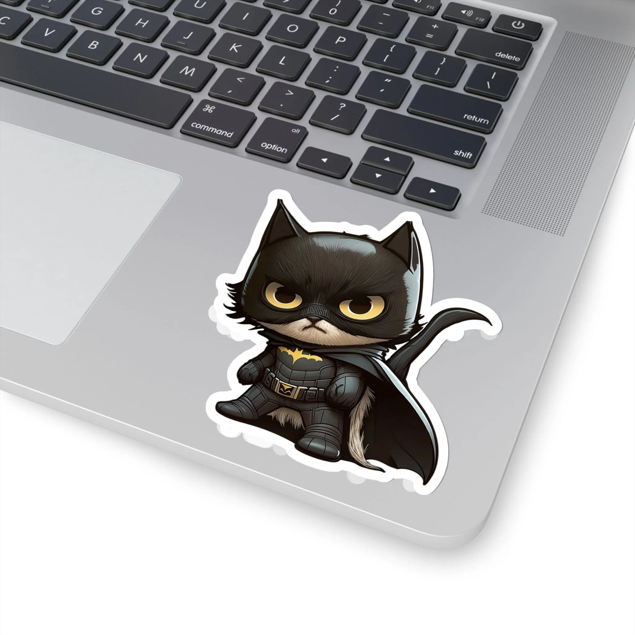 Cute and Fluffy Batcat Kitten Sticker - Ready to Take on the Bad Guys
