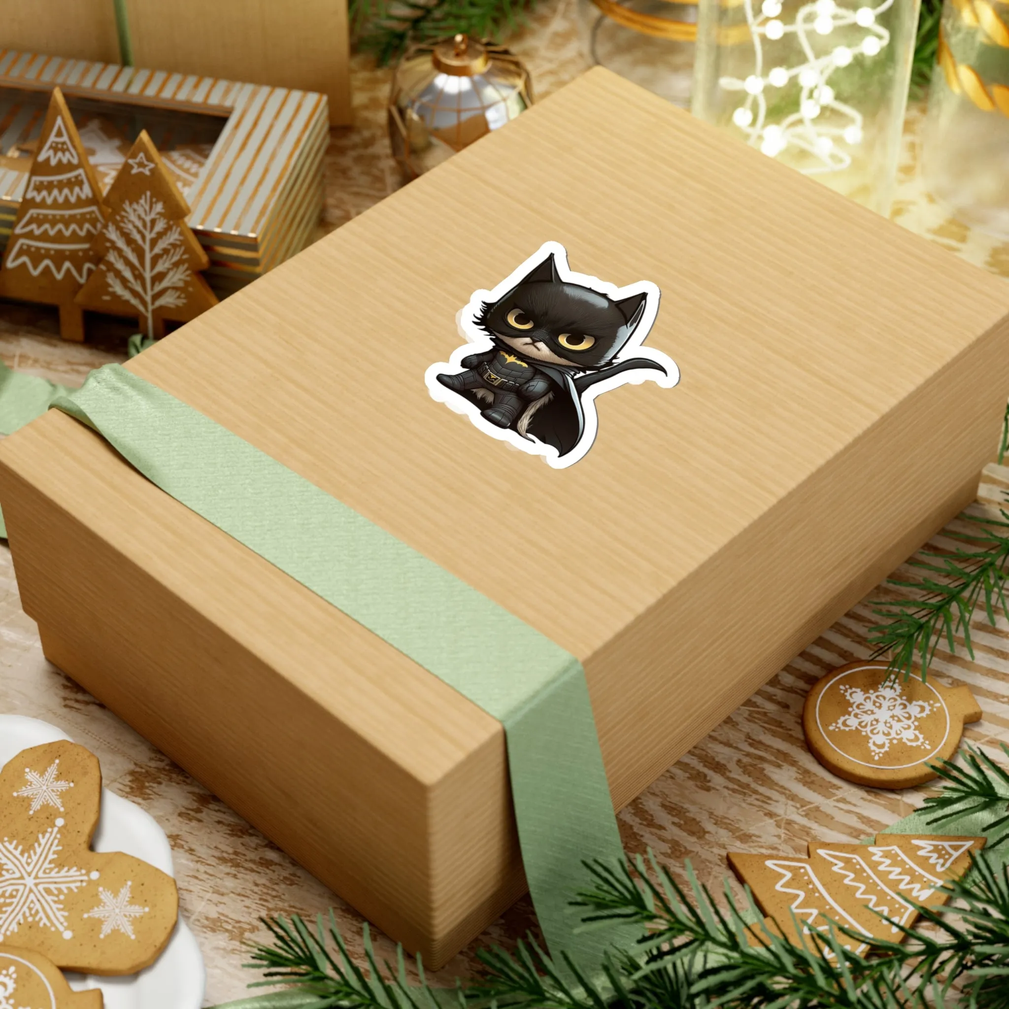 Cute and Fluffy Batcat Kitten Sticker - Ready to Take on the Bad Guys