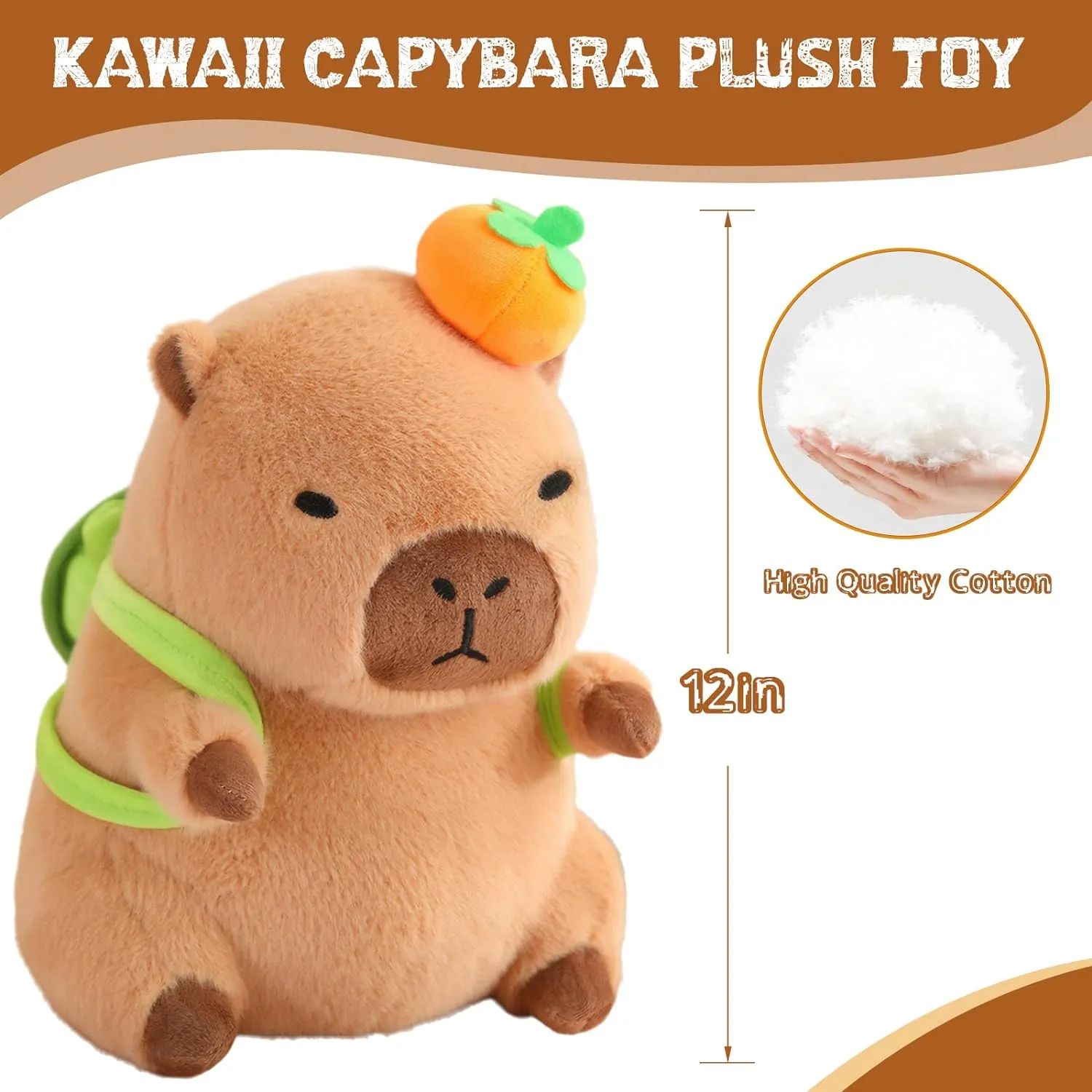 Cute Capybara Plush Kawaii Soft Capybara Plush Doll Pillow with Bread Capybara Stuffed Aniamls Toys for Girls Kids Adults Birthdays Valentines Gift (Capybara Plush with Turtle Backpack)