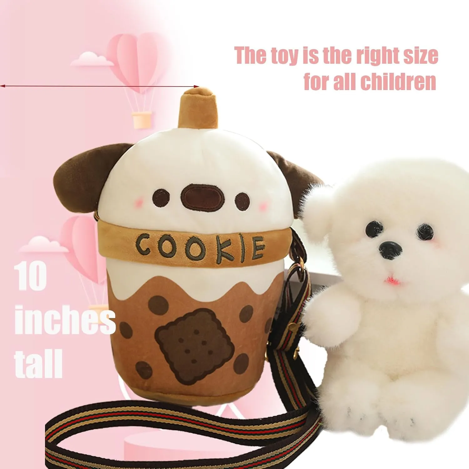 Cute Dog Stuffed Animals，Premium Plush Puppy Stuffed Animal with Backpack 10 Inch Stuffed Dog and Bag Gift for Kids(Color:Dog)