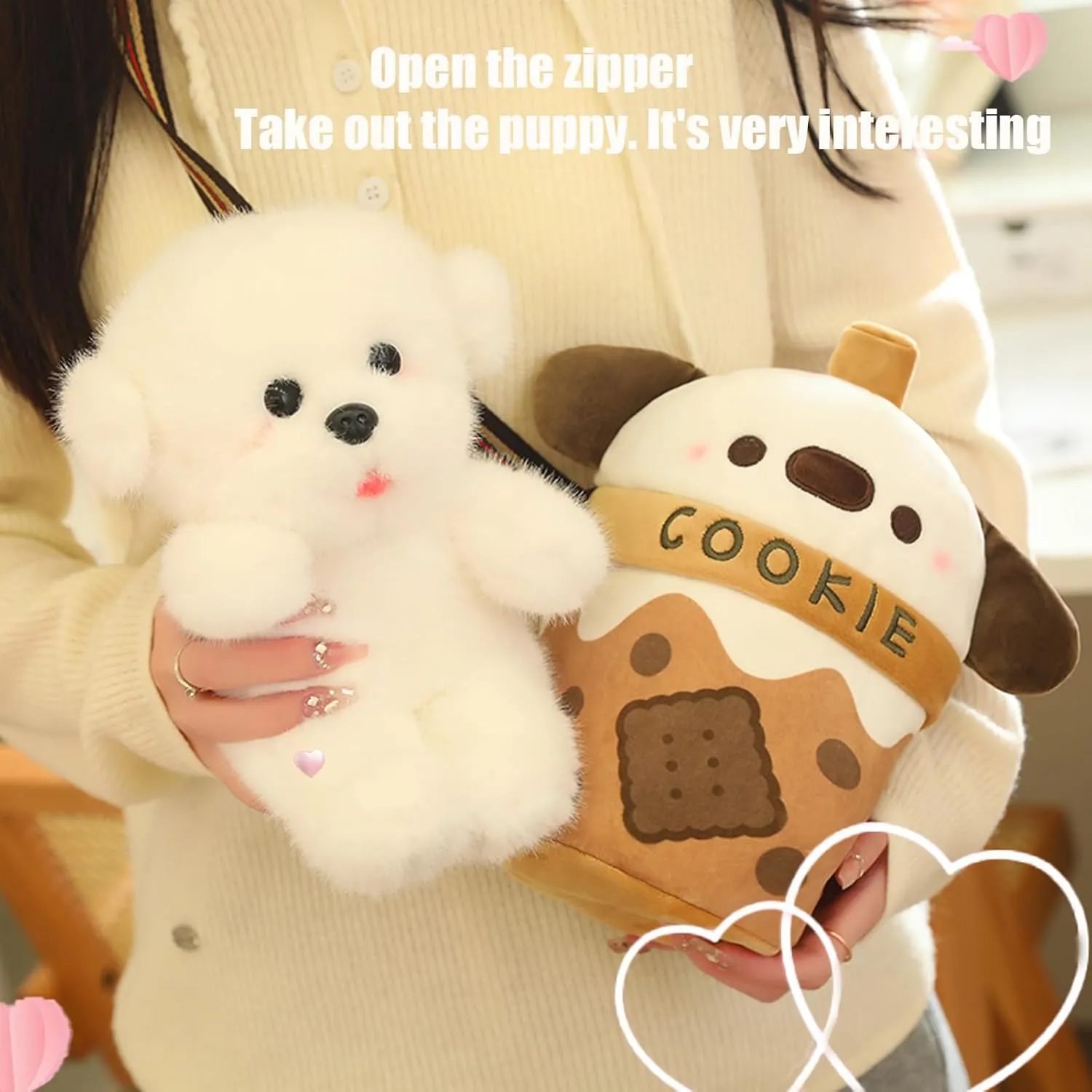 Cute Dog Stuffed Animals，Premium Plush Puppy Stuffed Animal with Backpack 10 Inch Stuffed Dog and Bag Gift for Kids(Color:Dog)