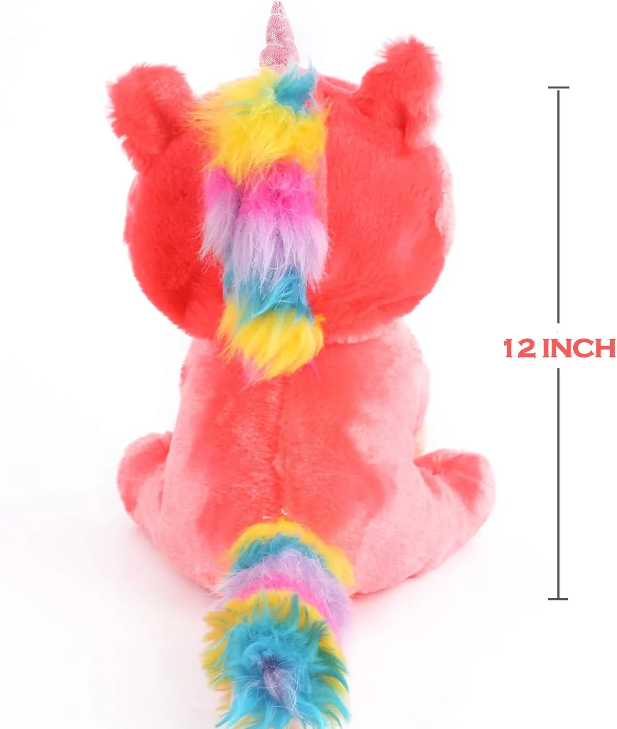 Cute Pug Stuffed Animal Pugicorn Dog Dressed as Hot Pink Unicorn,Plush Soft Puppy Toy in Costume with Spark Horn Rainbow Mane and Tail, Great Gift for Kids,12 Inch
