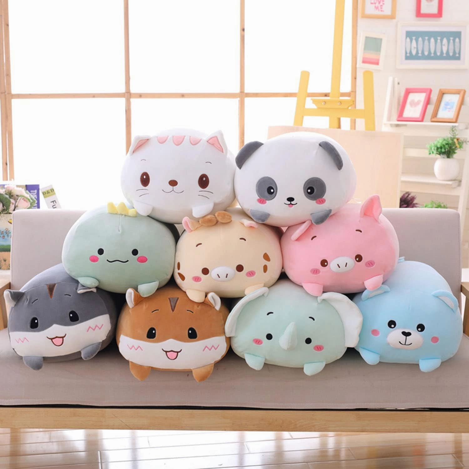 Cute Plush Dinosaur Stuffed Squishy Animal Cylindrical Body Pillow, Super Soft Dino Hugging Toy for Kids, Kawaii Sleeping Dinosaur, Gifts for Bedding or Home Decor, 24-Inch