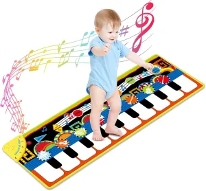 Cyiecw Piano Mat, Toddler Toys Musical Mat with 25 Music Sounds Floor Piano Keyboard Mat Carpet Touch Playmat Educational Toys for Baby Kids Boys Girls 1 2 3  Year Old